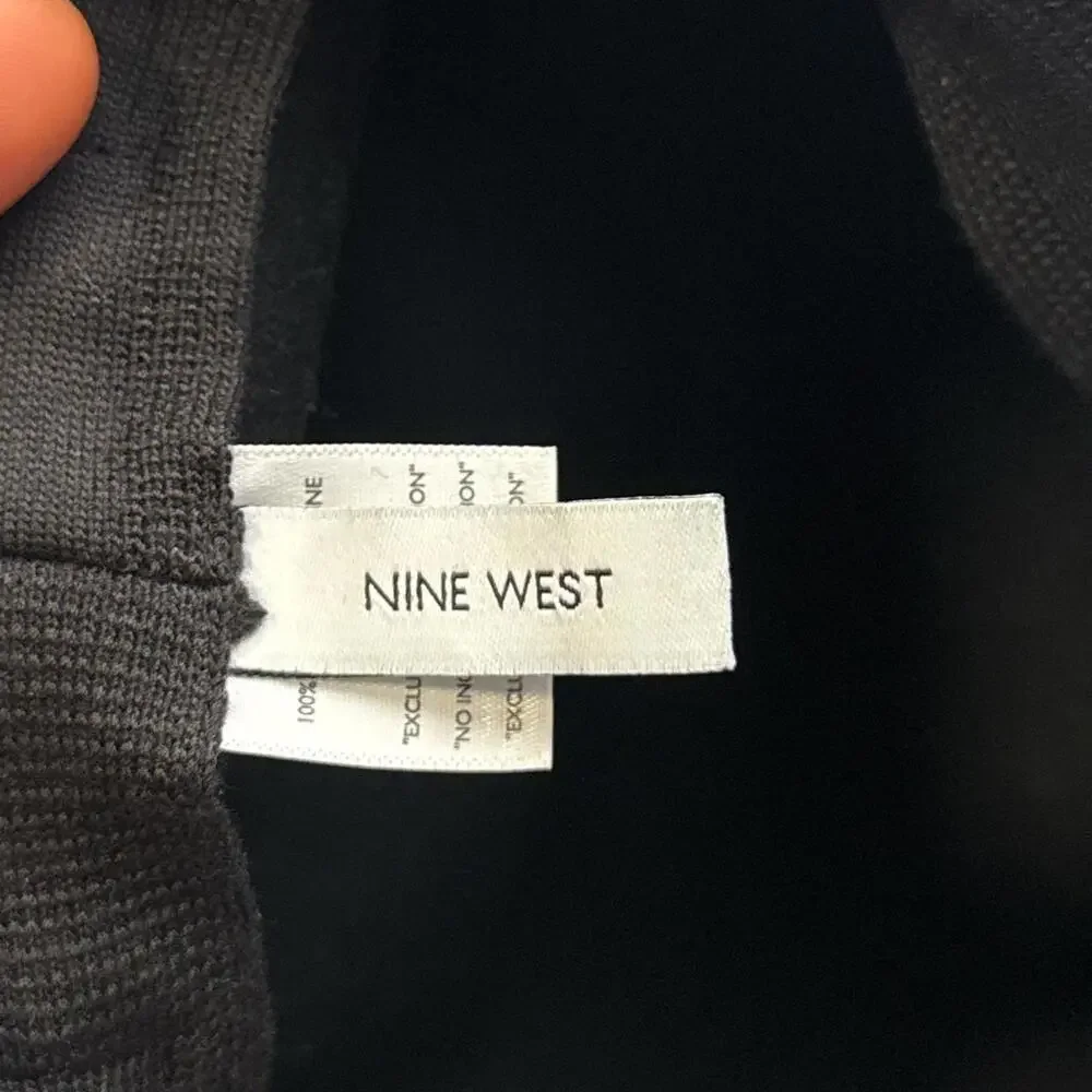 Nine West 100% Wool‎ Riding Cap with Faux Fur Pom